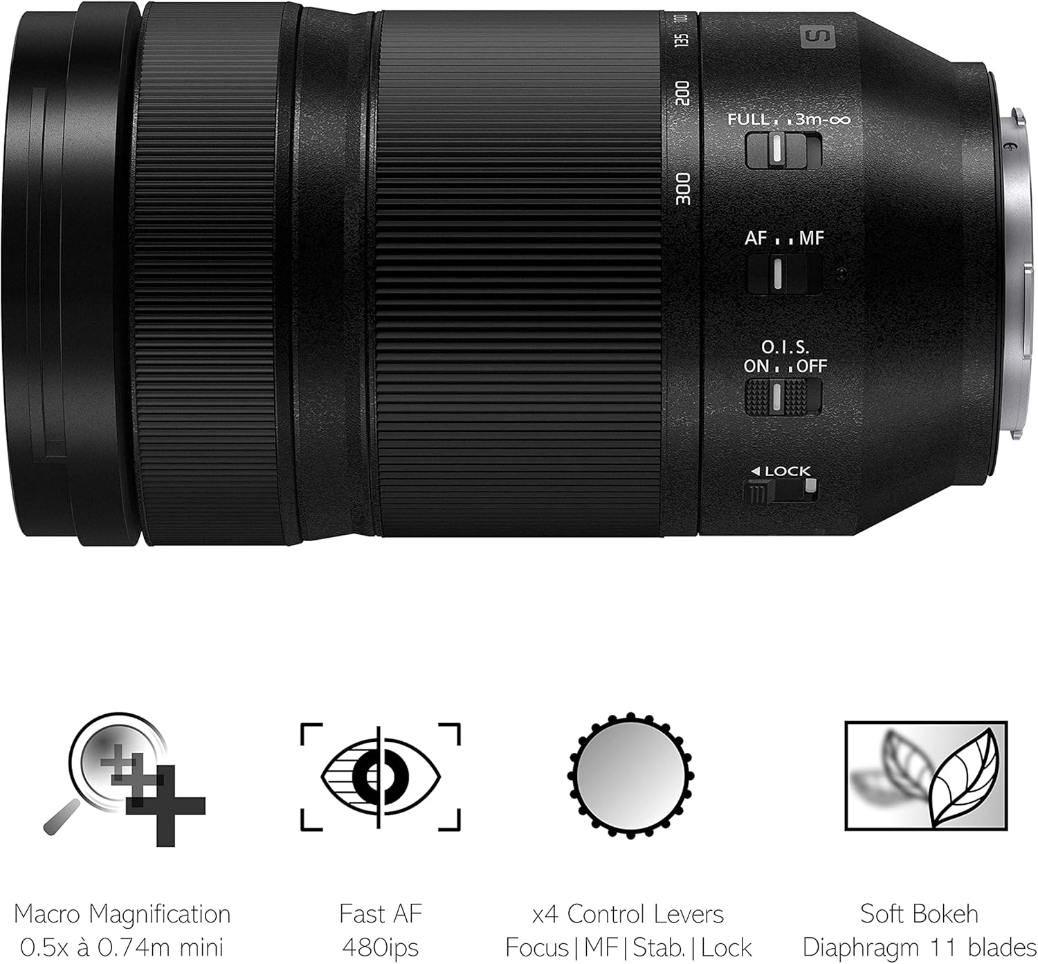 Detalle de Panasonic Lumix S-R70300E Teleobiettivo Zoom 70-300 mm F4.5-5.6 O.I.S.