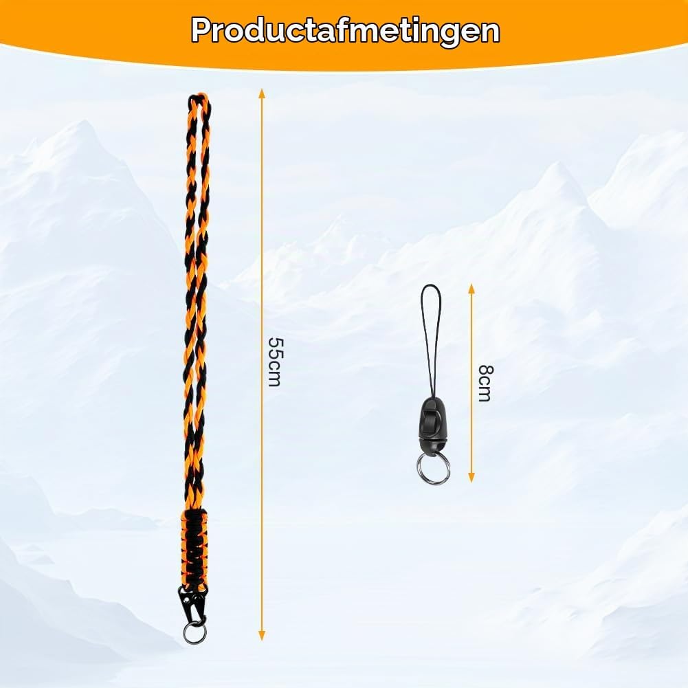 Detalle 2 de Vicloon gevlochten paracord-nekband, 2-pack met karabijnhaak