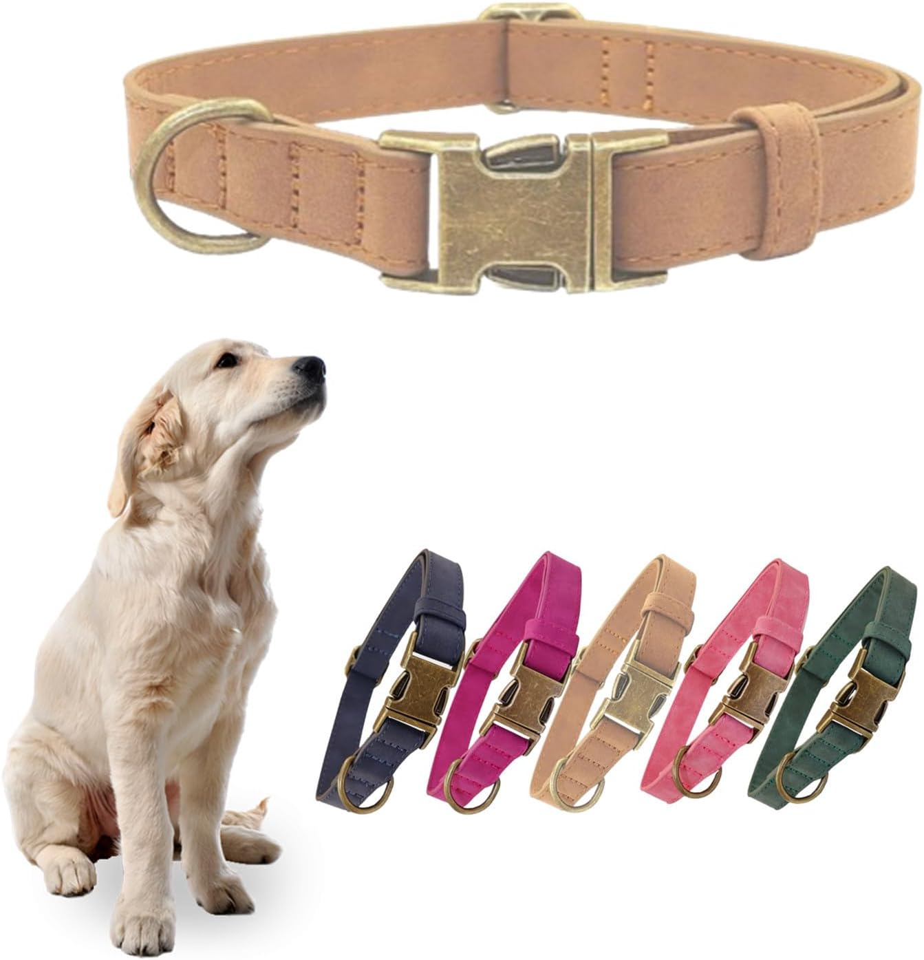 Detalle de THAIN Soft Leather Dog Collar, Pink, L