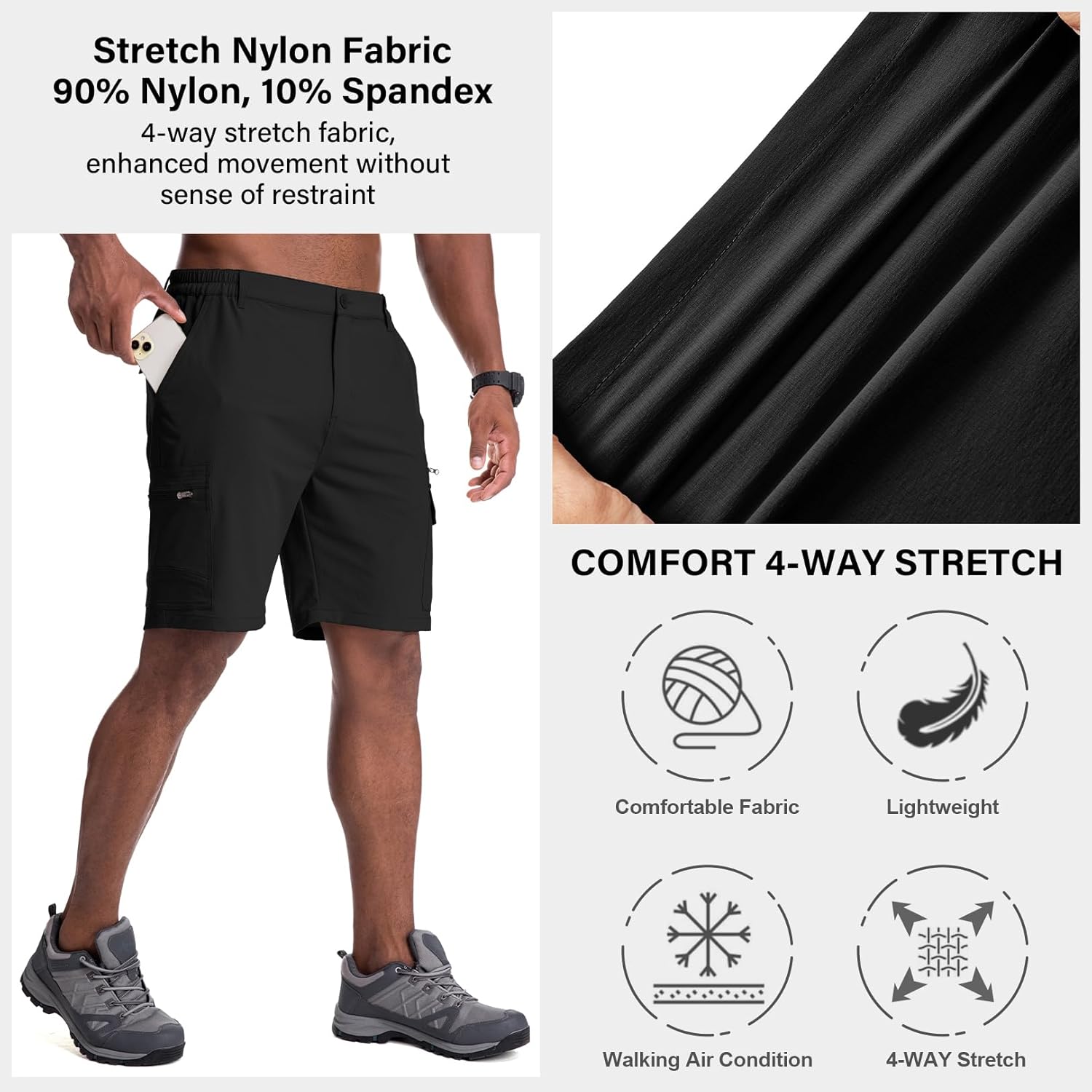 Thumbnail 3 de Jessie Kidden Men’s Outdoor Casual Expandable Waist Lightweight Water-Resistant Quick-Dry Fishing & Hiking Shorts