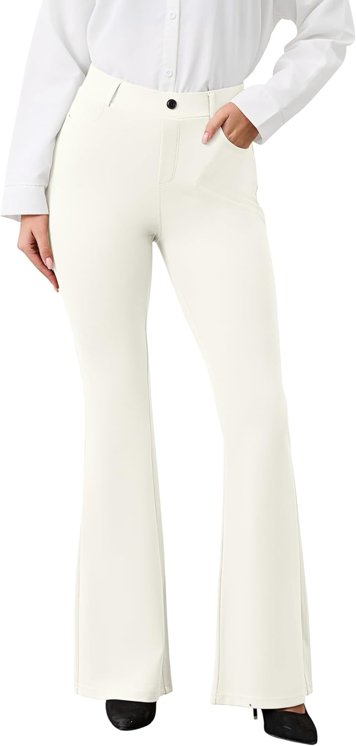 Detalle de VIMPEP Women’s Classic Yoga Dress Pants 2102: High Rise Flare, Pull-On Comfort for Work and Yoga
