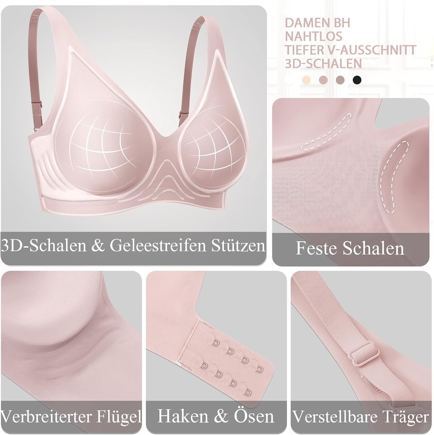 Detalle de Nahtloser BH mit Tief-V 3D Push Up