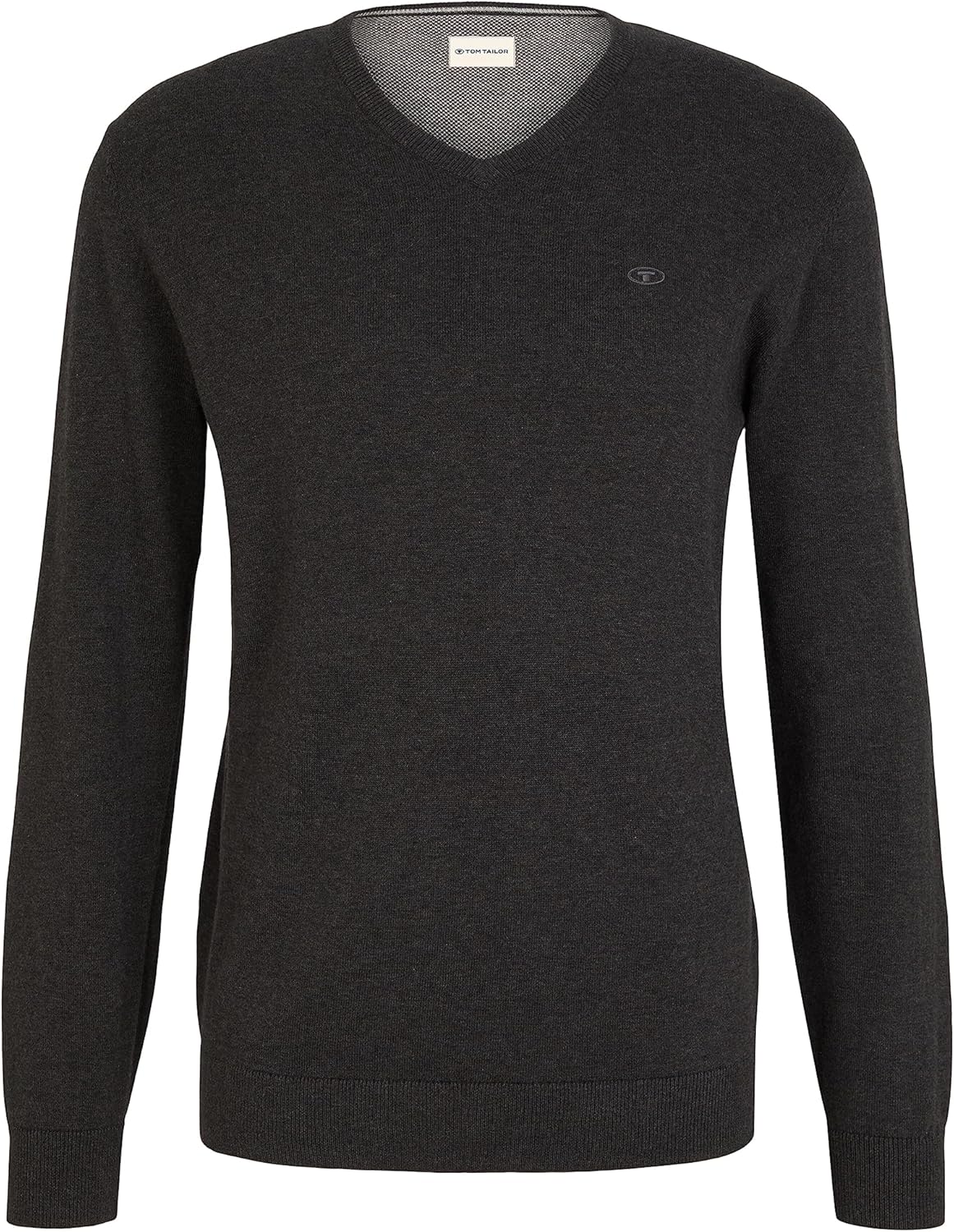 Detalle de TOM TAILOR Herren-Strickpullover mit V-Ausschnitt aus Baumwolle