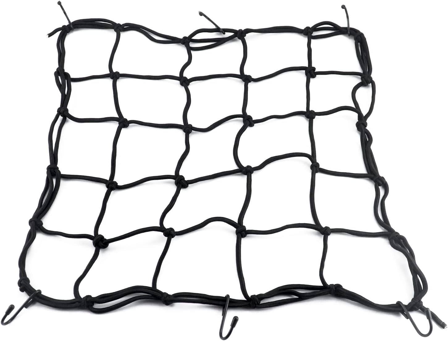 Thumbnail 1 de QWORK 2X Motorcycle Cargo Net and 2X Elastic Rope with Hook – 40x40 cm Bungee Net, 60 cm Straps