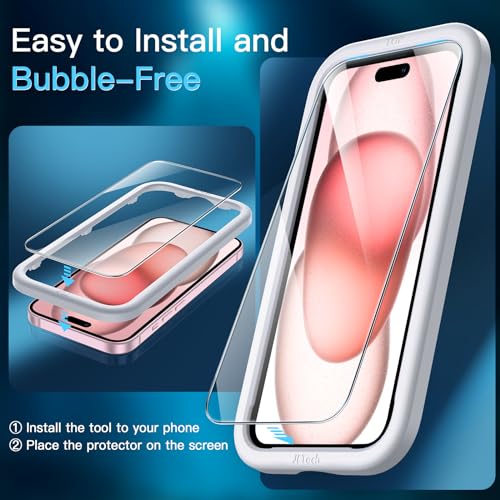 Detalle de JETech Pellicola Protettiva per iPhone 15, 2 Pezzi