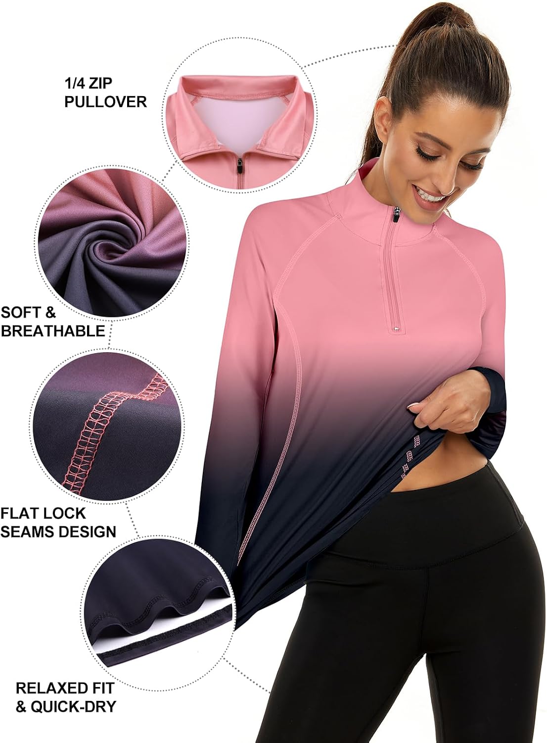 Thumbnail 2 de Akiooue Womens Long Sleeve UPF 50+ 1/4 Zip