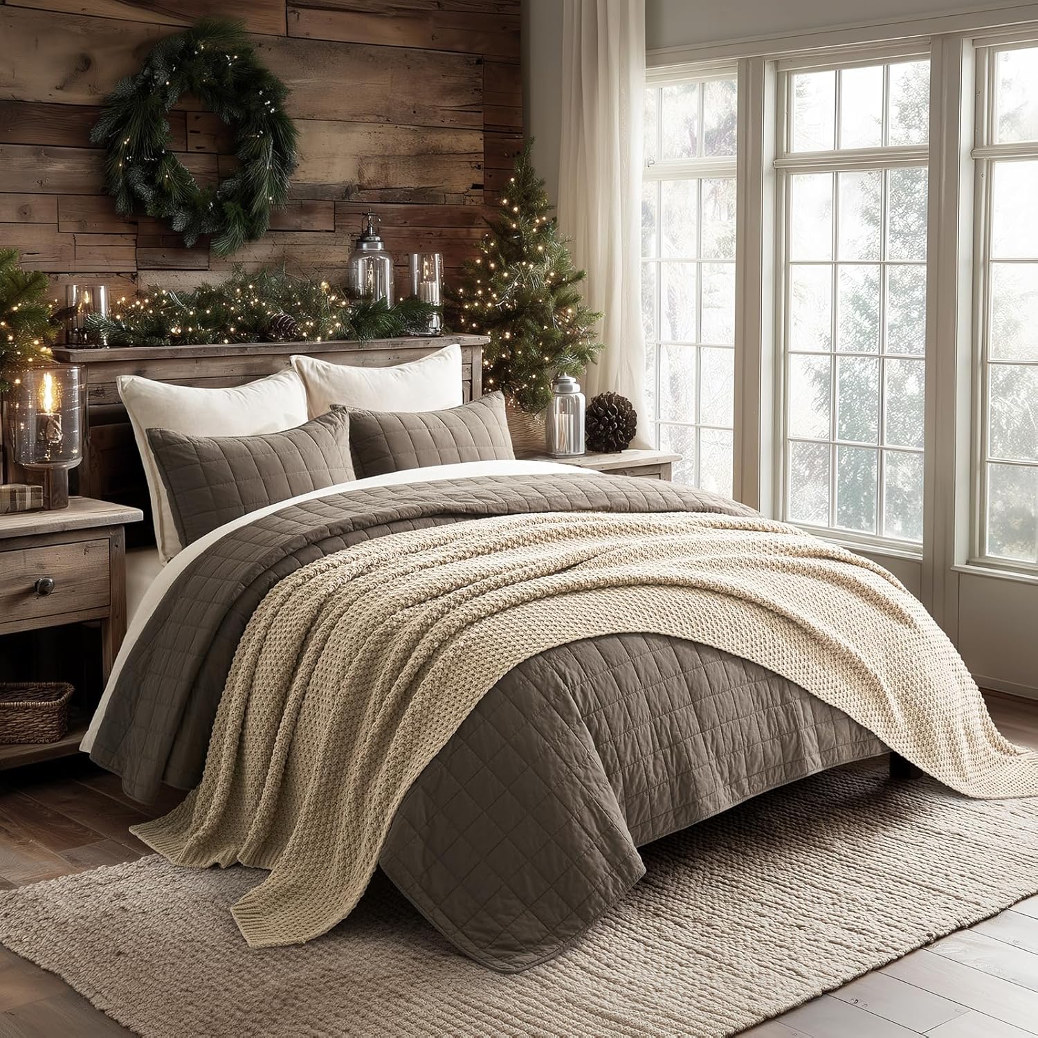 Thumbnail 6 de EVERGRACEHOME Chunky Chenille Knit Throw Blanket (90" x 90") – Sand Dune