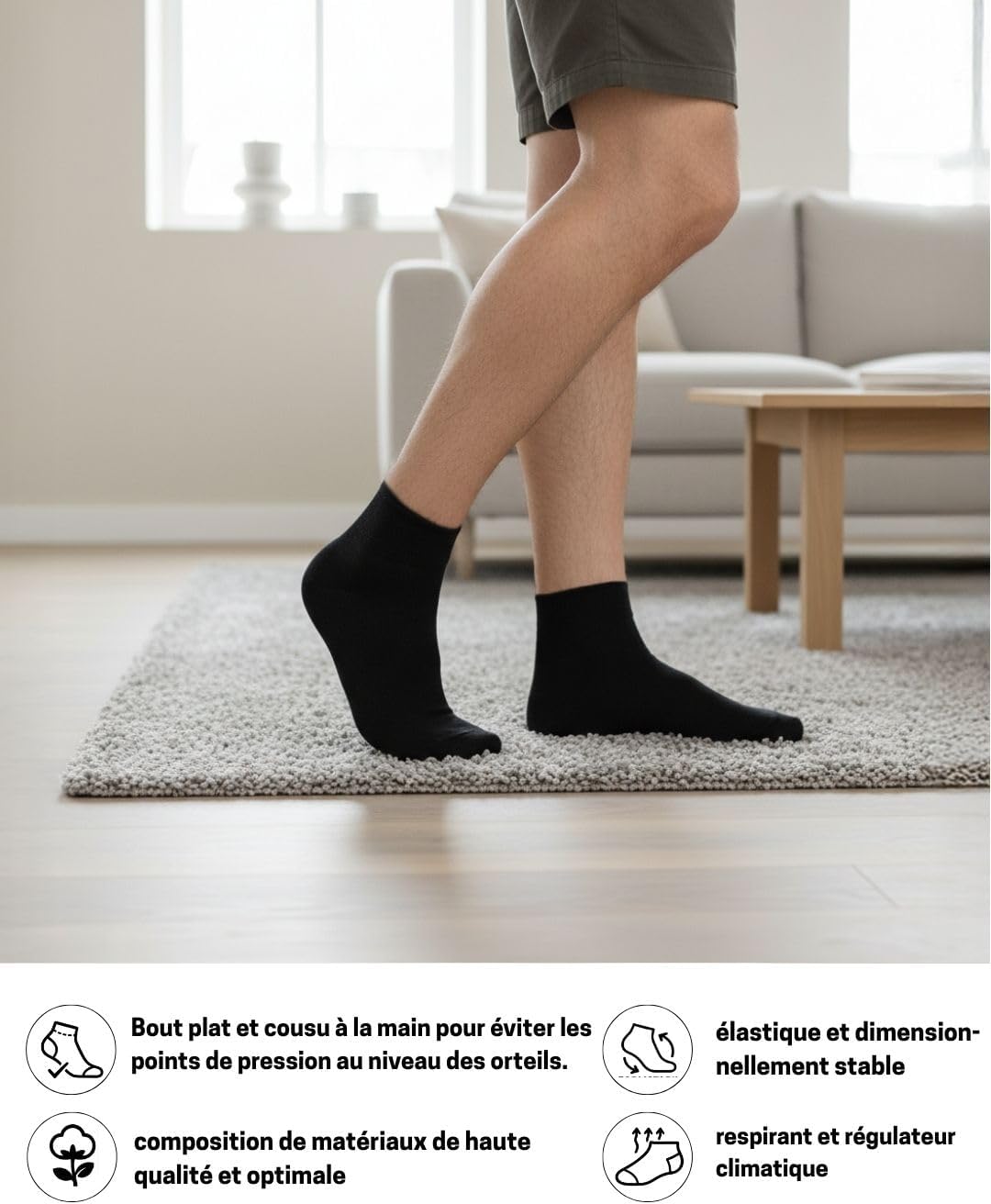 Detalle de 10 paires de chaussettes diabétiques socquettes basses coton sans couture (homme & femme)