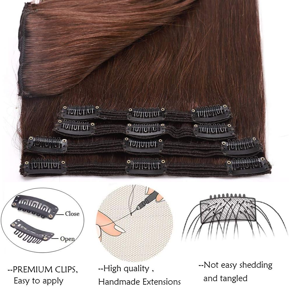 Thumbnail 4 de SEGO Extension Clip Capelli Veri Castano – 8 Fasce Remy 100% lisci naturali, 35 cm, 120 g