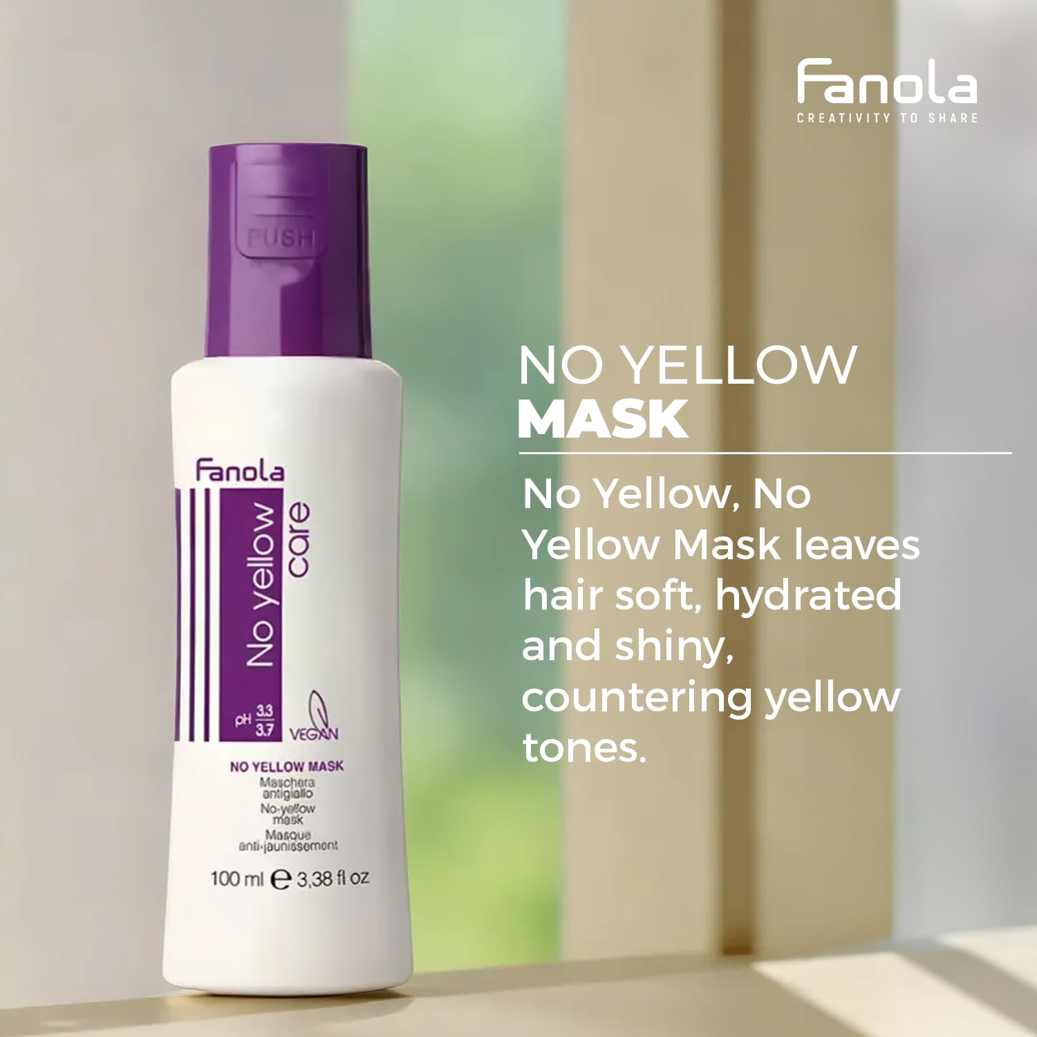 Detalle de Fanola No Yellow Maske Banane 100 ml – Neutralisiert Gelbstich und macht Haar weich