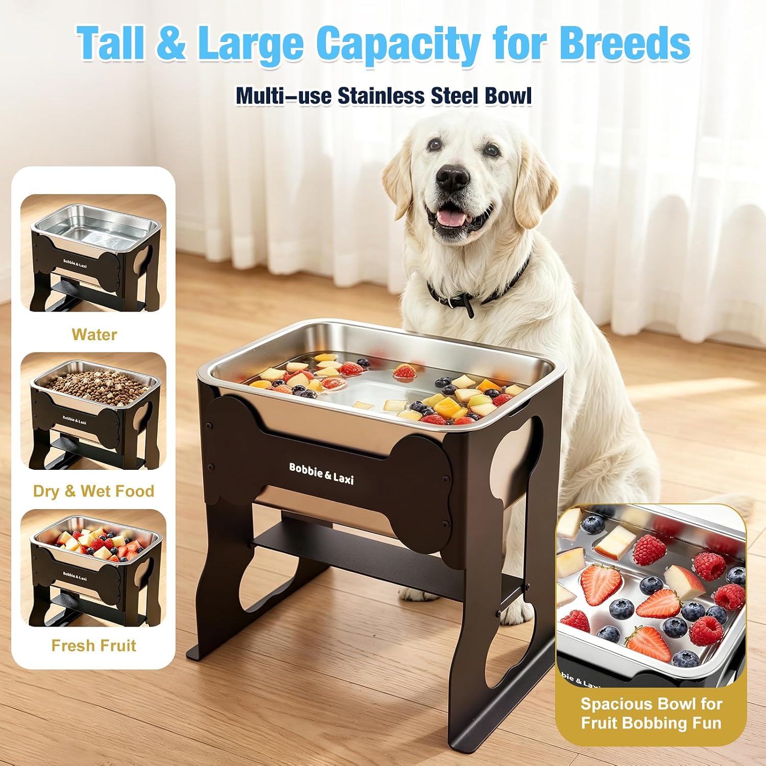 Detalle 2 de 2.4 Gallon Elevated Large Dog Water Bowl with Stand for Large Breeds