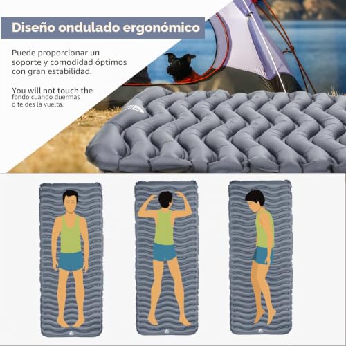 Detalle de Unigear Esterilla Inflable Portátil: colchoneta ultraligera y resistente para camping y mochila