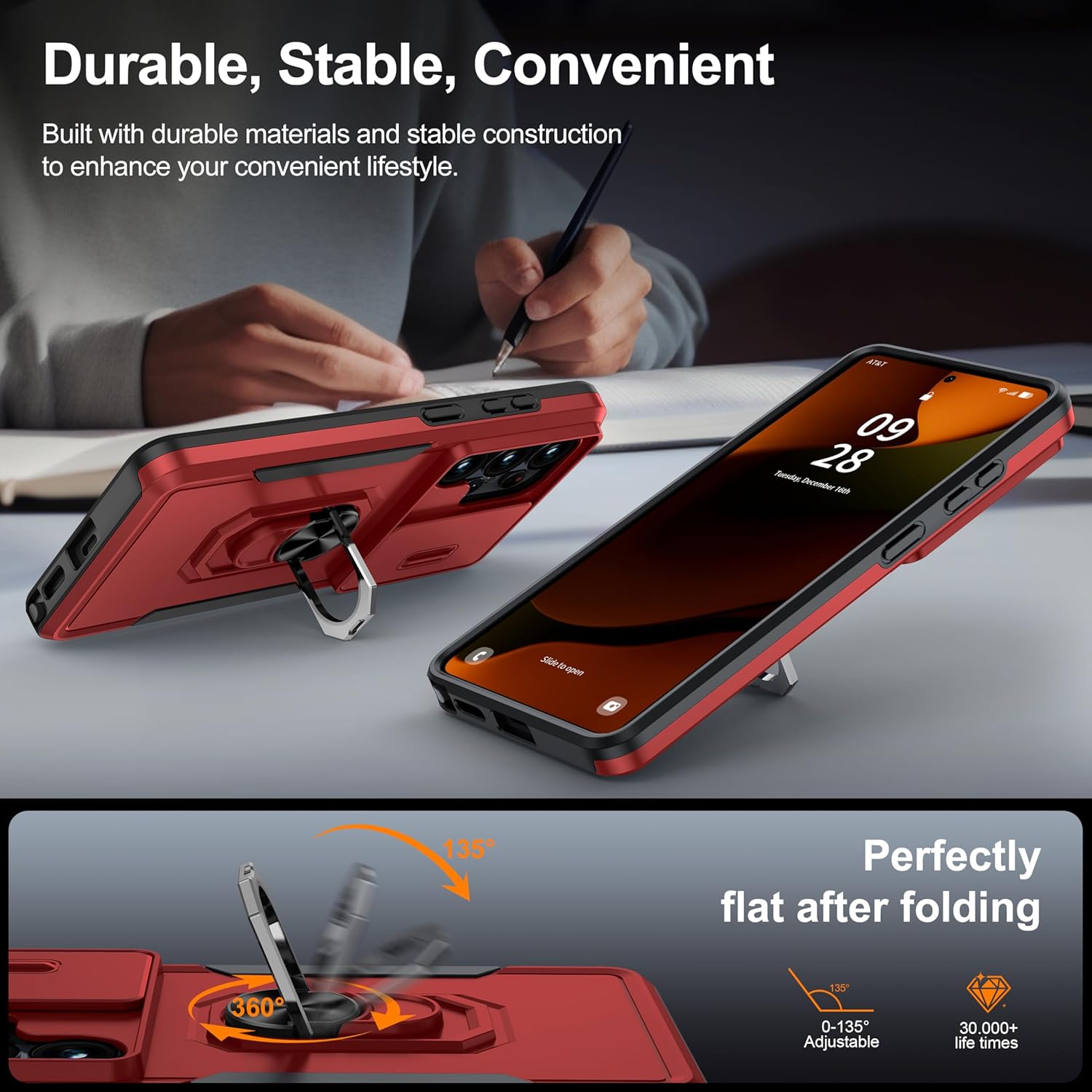 Detalle de AMILIFECASES Galaxy S26 Ultra Case with Slide Camera Cover and Rotatable Kickstand