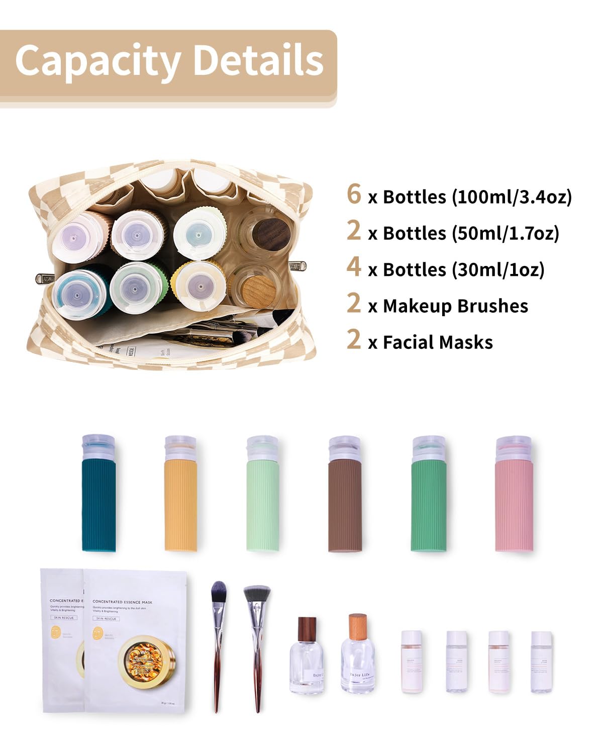 Detalle de Narwey Makeup Bag 8.5 x 5.9 x 3.9 in