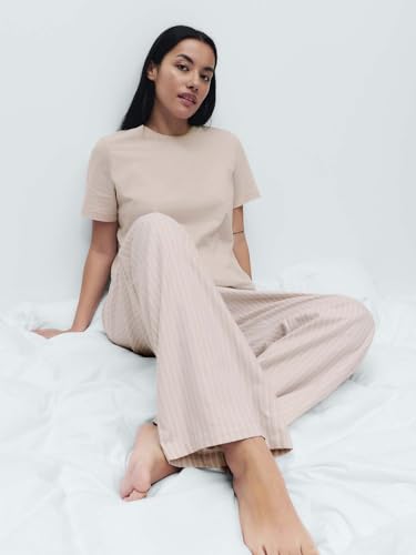 Detalle 2 de Marks & Spencer Pigiama in Puro Cotone da Donna Crema – Comfort classico e praticità