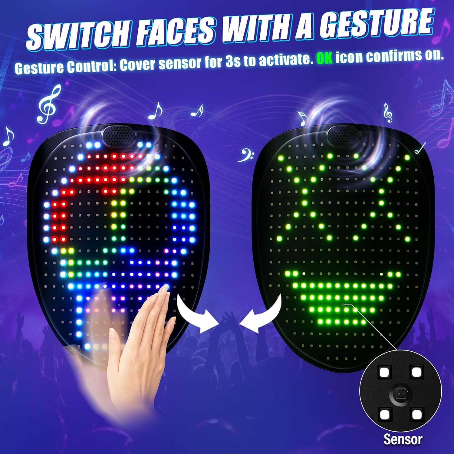 Detalle de arscniek LED costume mask hard plastic