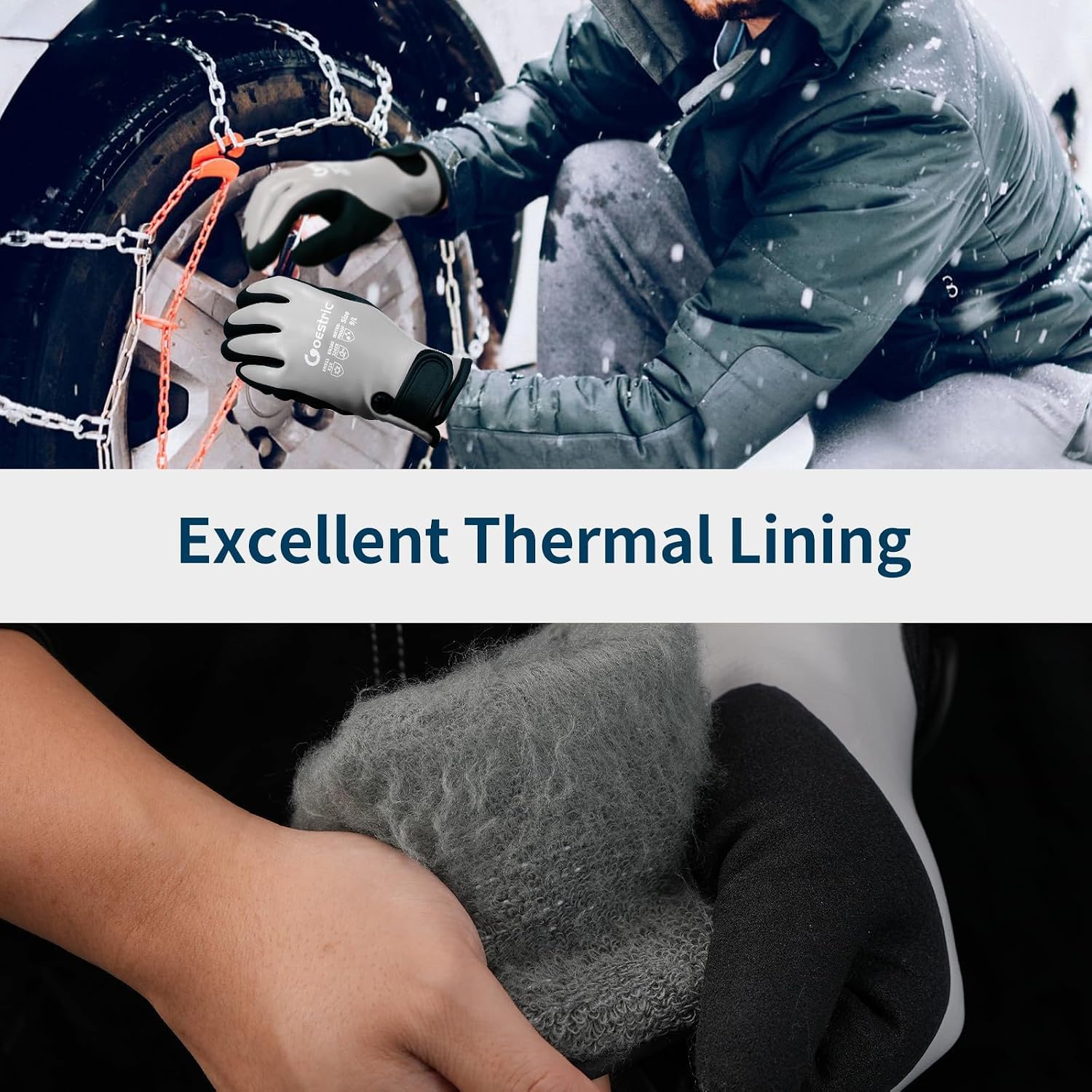 Thumbnail 4 de GOESTRIC Waterproof Winter Work Gloves, Insulated with Double-Layer Latex Grip