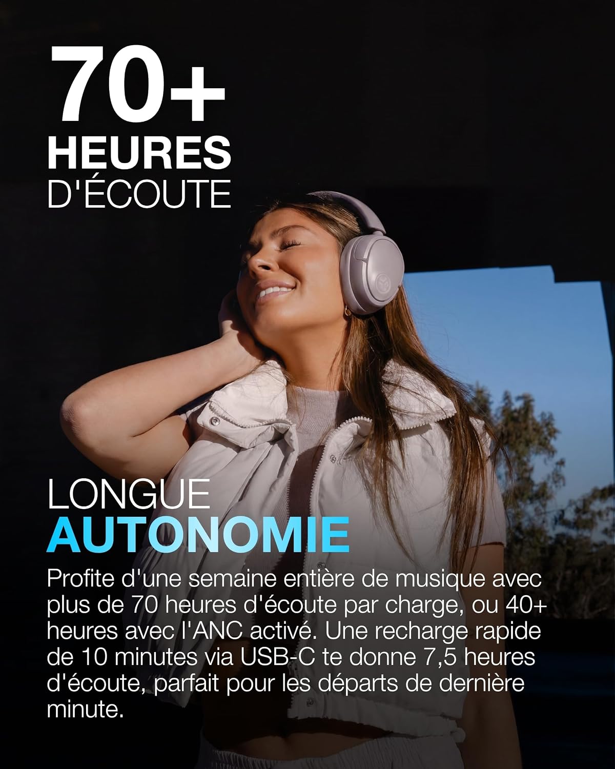 Thumbnail 2 de JLab JBuds LUX ANC : casque audio Bluetooth supra-auriculaire anti-bruit avec micro et mode Be Aware