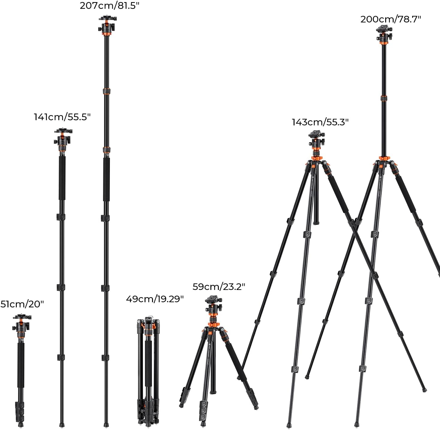 Detalle de K&F CONCEPT O234A7 Camera tripod 79"