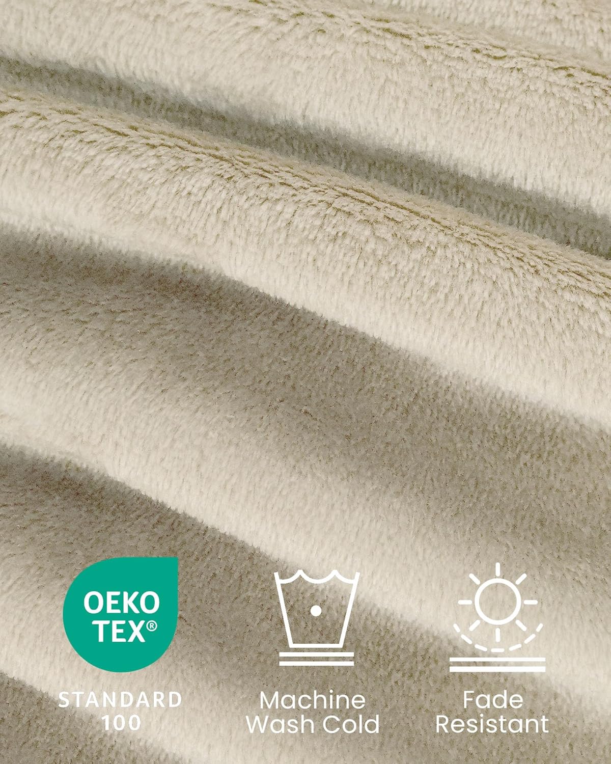 Thumbnail 5 de blunique Fleece Blanket Solid Lightweight Flannel – King 104x90 inches, Linen