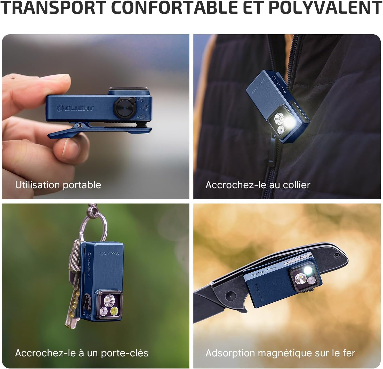 Detalle de OLIGHT Oclip Ultra: Lampe à pince polyvalente UV 3 sources, compacte et durable