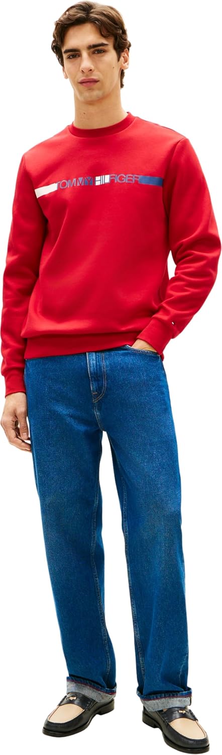 Detalle 2 de Tommy Hilfiger Brand Love TR Stripe Sweatshirt Mw0mw42465: pullover in cotone versatile e senza tempo