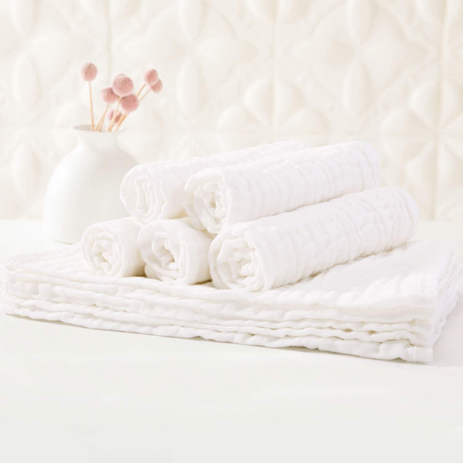 Thumbnail 6 de Yoofoss 10-Pack Muslin Cloths (100% Cotton) 35x50cm White