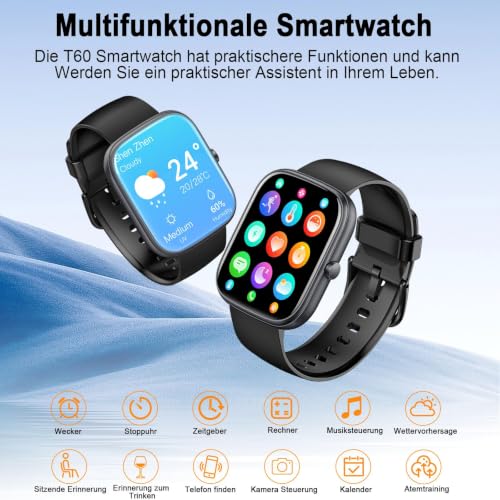 Detalle de Montre Connectée Motast Homme/Femme avec Appel Bluetooth et Suivi Santé 1,91" HD