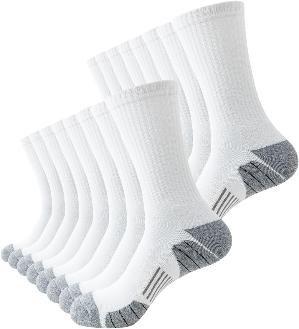 Detalle de JOYNÉE 8 Pairs Men's Athletic Crew Socks: Cushioned, Breathable Support for Running, Hiking, and Everyday Comfort