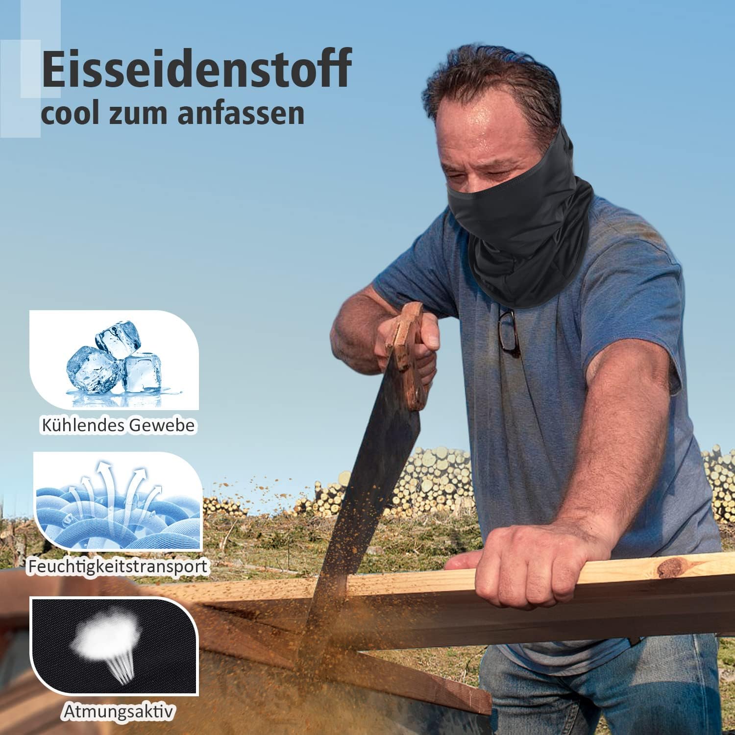 Detalle 2 de HEGCOIIE Sommer-Sturmhaube für Herren und Damen – kühlende Eisseide, UV-Schutz und atmungsaktiv