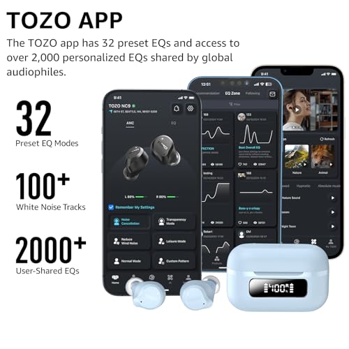 Thumbnail 5 de TOZO Hybrid écouteurs Bluetooth 5.3 avec ANC, 59 h d'autonomie