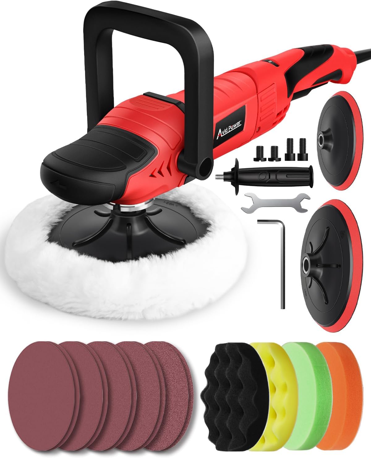 Detalle de AVID POWER Car Buffer Polisher Rotary Waxer Kit (6 Variable Speed, 1000–3500 RPM) with 6-inch & 7-inch Backing Plates