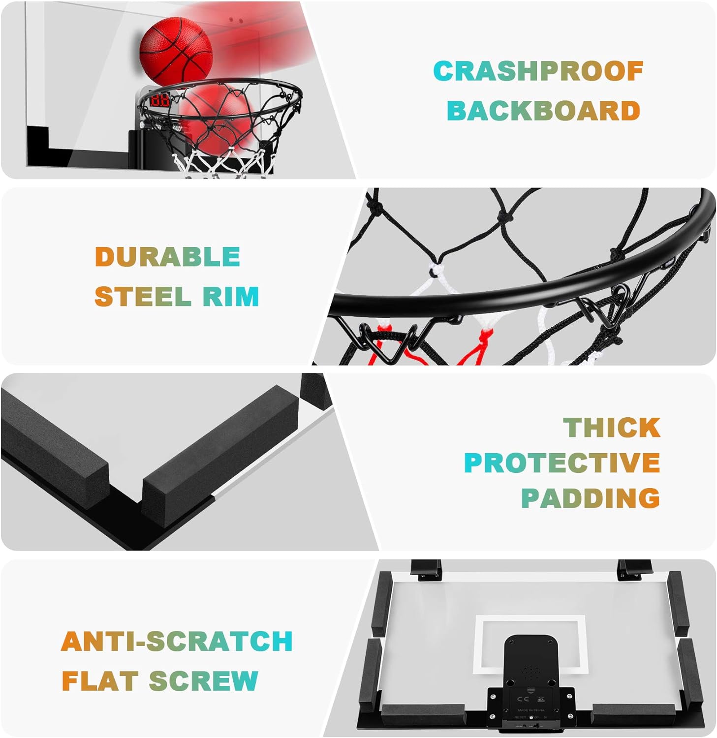 Detalle de TREYWELL Indoor Mini Basketball Hoop with Scoreboard