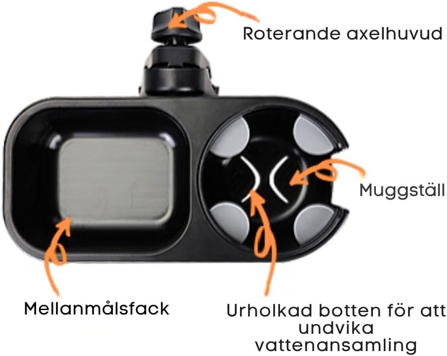 Detalle 2 de LUFFCABO universell snacksbricka för barnvagn med mugghållare i grå ABS