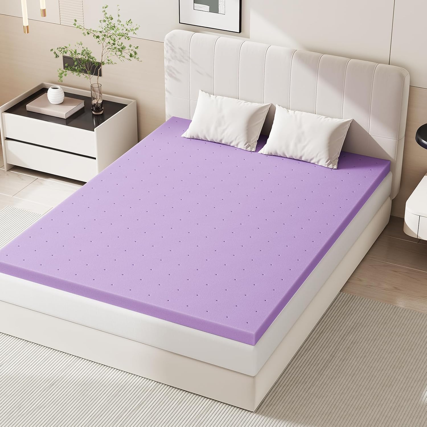 Detalle de Sweetcrispy Memory Foam Mattress Topper, 2-Inch