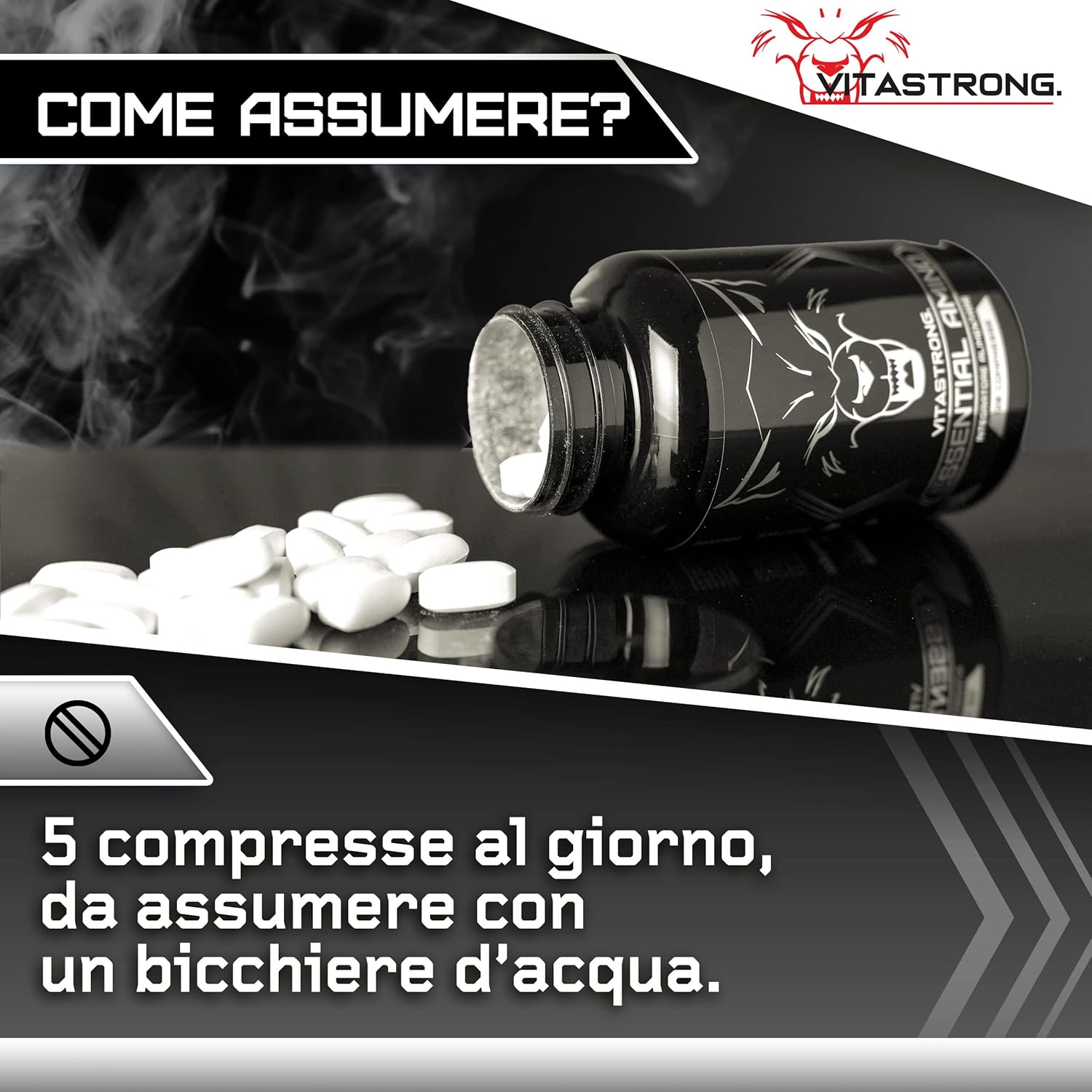 Thumbnail 3 de Aminoacidi essenziali EAA Vitastrong: 8 EAA con BCAA in 120 compresse per allenamenti