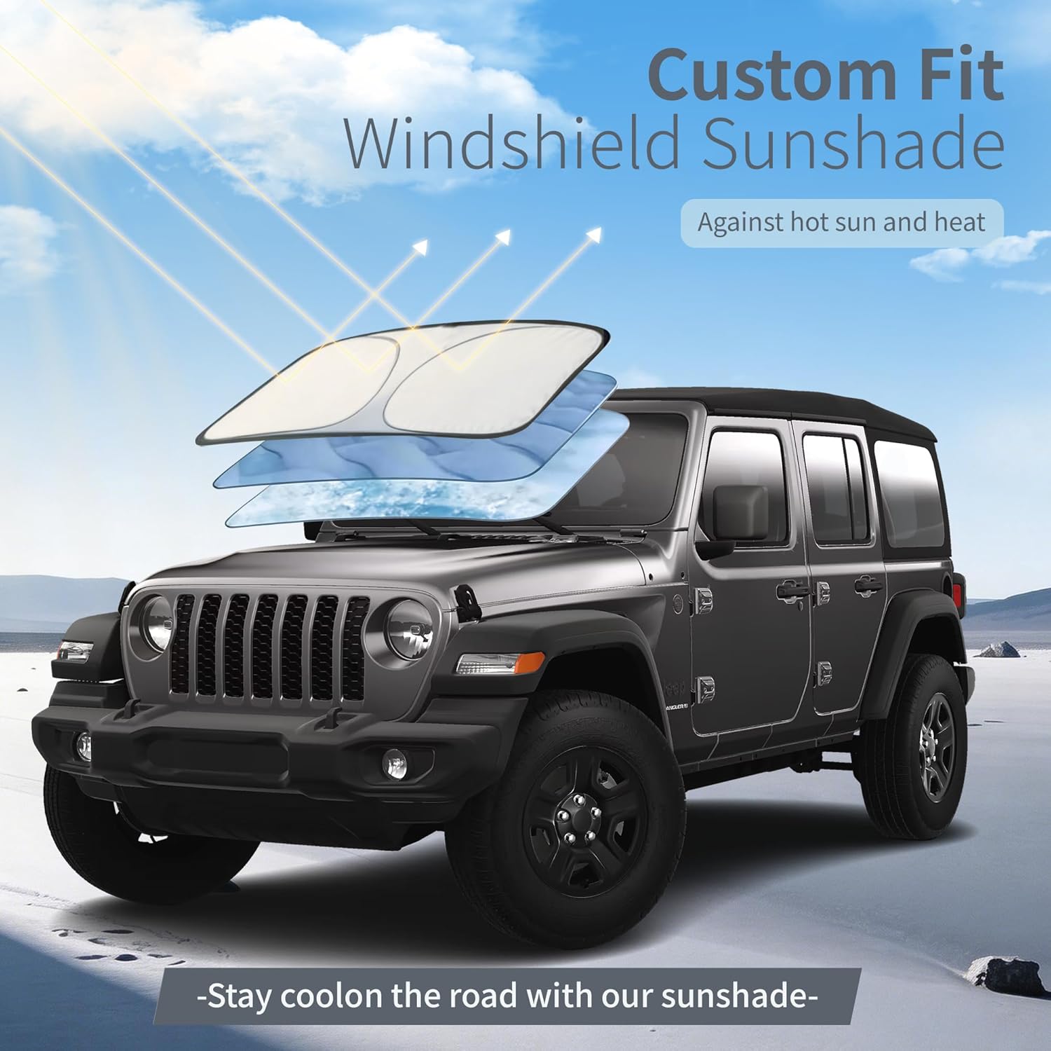 Thumbnail 5 de Tozaroa Waterproof All-Weather Car Cover for Jeep Wrangler 4 Door (JK/JL, 1987–2026) with Windshield Sun Shade
