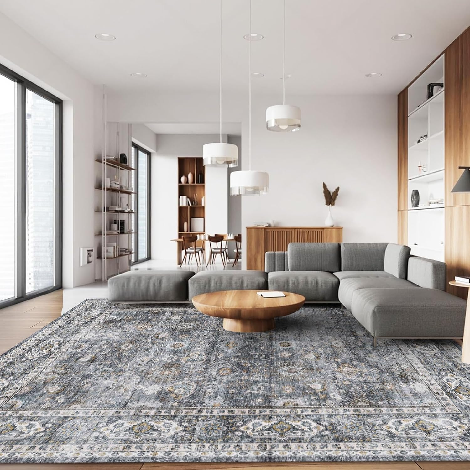 Detalle de Rugcomf 8x10 Washable Boho Area Rug