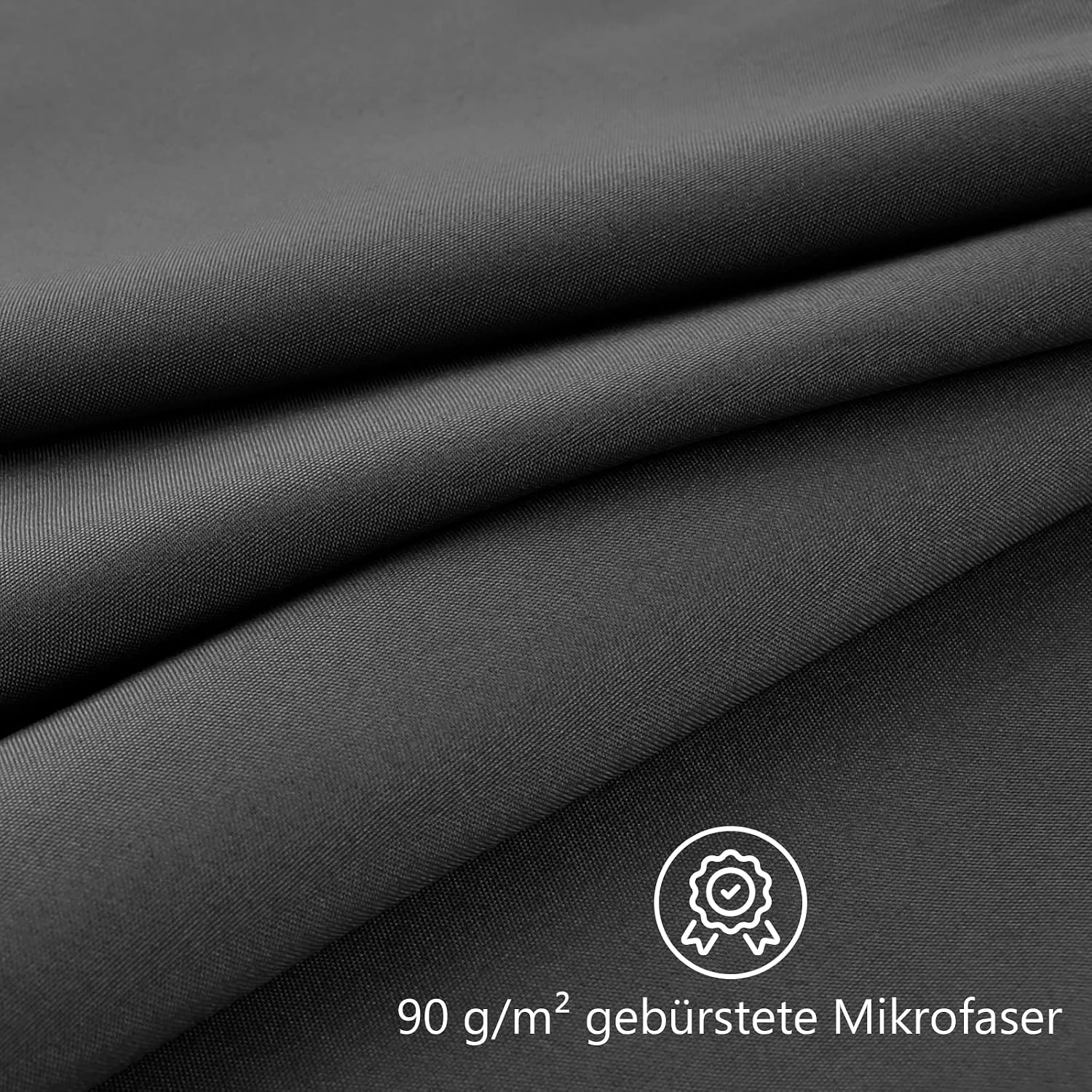 Detalle de REDKEY Kissenbezug 40x40 cm (2er-Set) Mikrofaser in Anthrazit mit Laschenverschluss