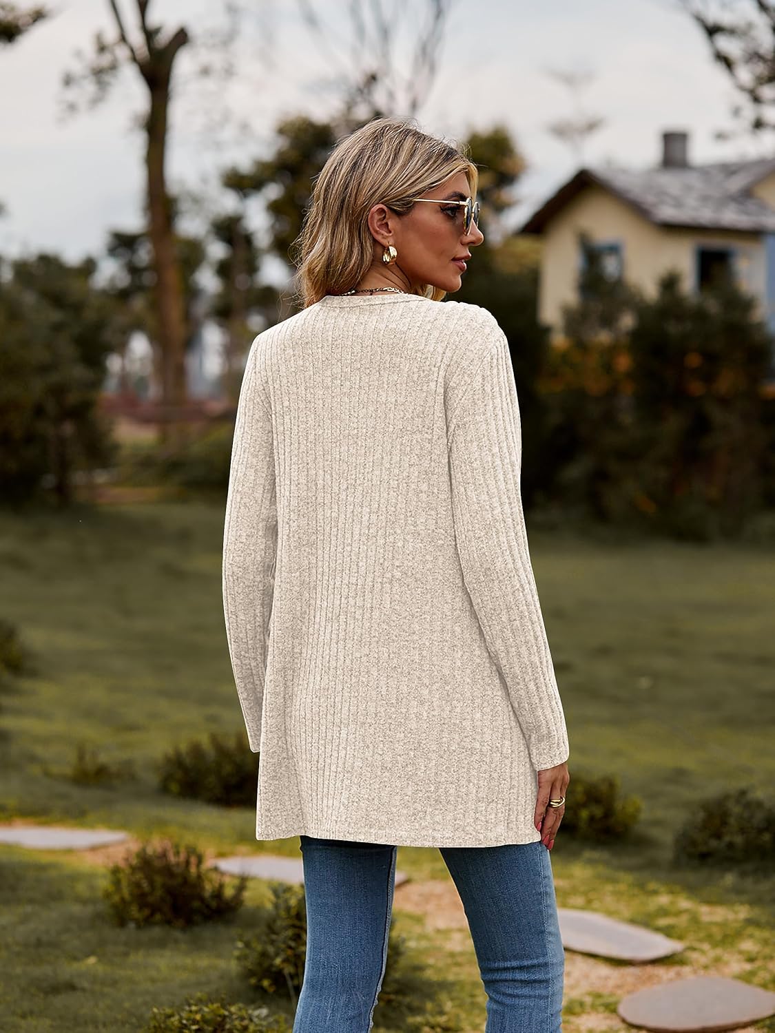 Detalle de Famulily Women's Long Sleeve Open Front Cardigan with Pockets