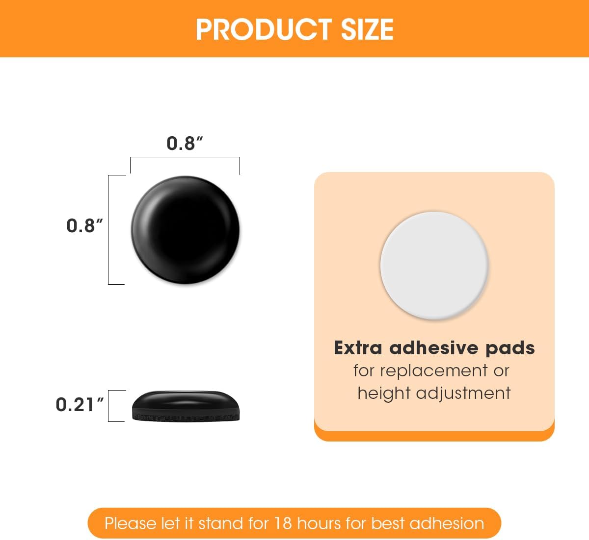 Detalle 2 de AIEVE K5032 Appliance Sliders, 16-Piece Self-Adhesive PTFE Rollers