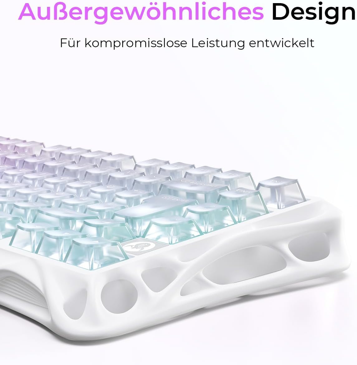 Detalle de GravaStar Mercury K1 Lite 75% Gaming Tastatur – QWERTZ, Drahtlos Tri-Mode, RGB Crystal Aurora