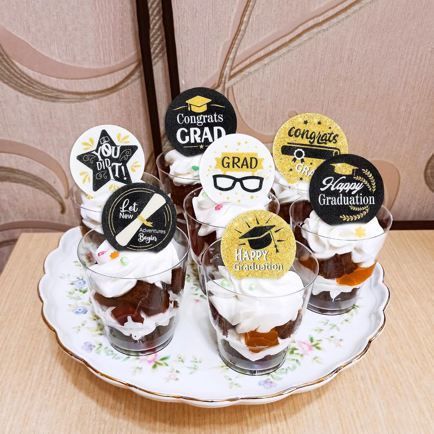 Detalle 1 de Keaziu 2026 Graduation Edible Cupcake Toppers, 40 Rice Paper Circles