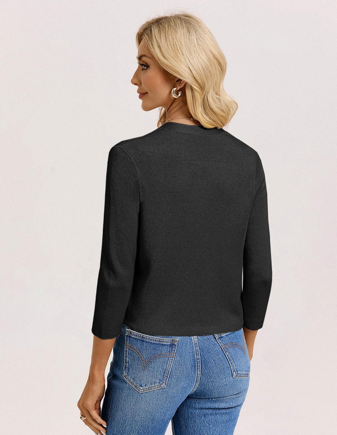 Thumbnail 2 de GRACE KARIN Elegante V-Ausschnitt Strickjacke Festlich 3/4 Ärmel – Bolero für Hochzeitsgäste