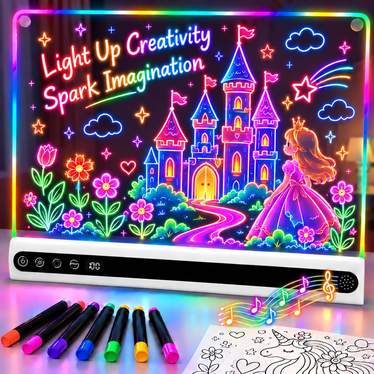 Detalle de Rechargeable LED Drawing Board for Kids
