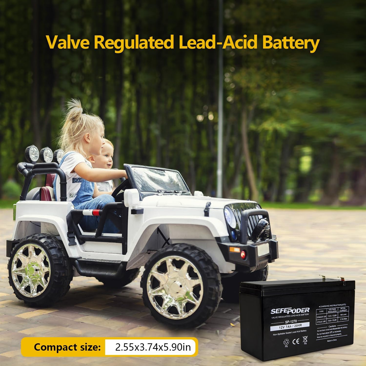 Detalle 2 de SEFEPODER SP-1270 12V 7Ah Sealed Lead-Acid Battery, 2-Pack, F1 Terminals