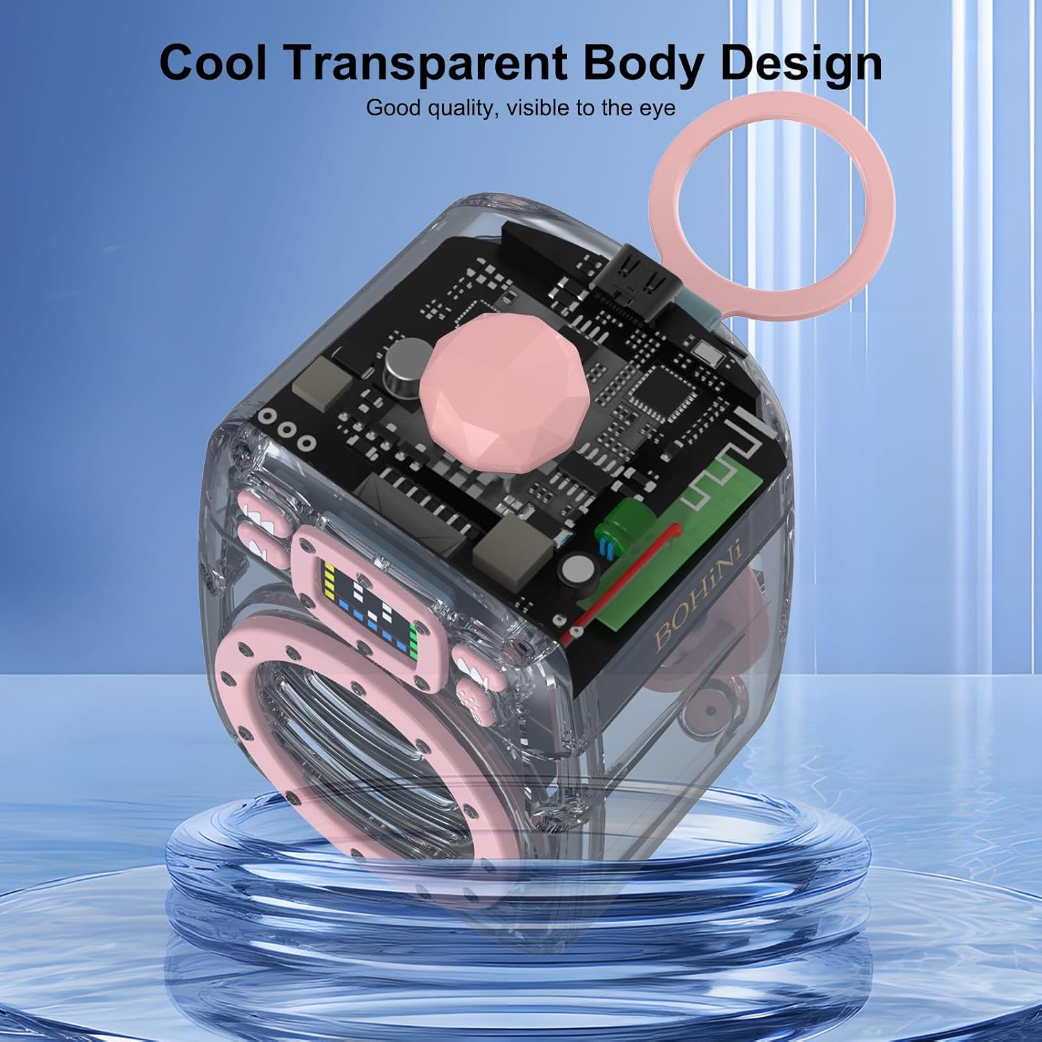 Detalle de BOHINI Small Bluetooth Speaker with Crystal Stereo Sound