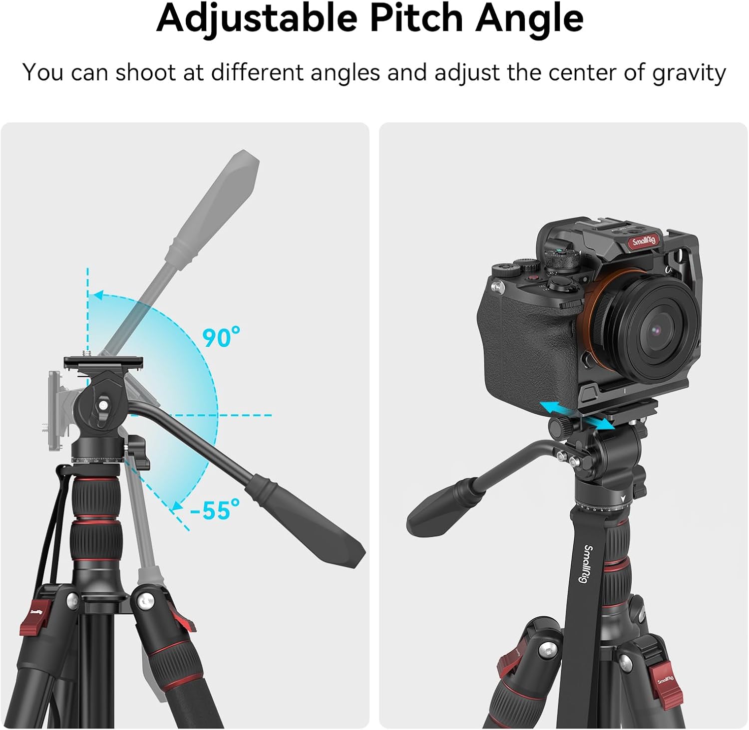 Detalle de SmallRig Selection 3259B compacte videokop met Arca-Swiss-plaat en 3 kg draagvermogen