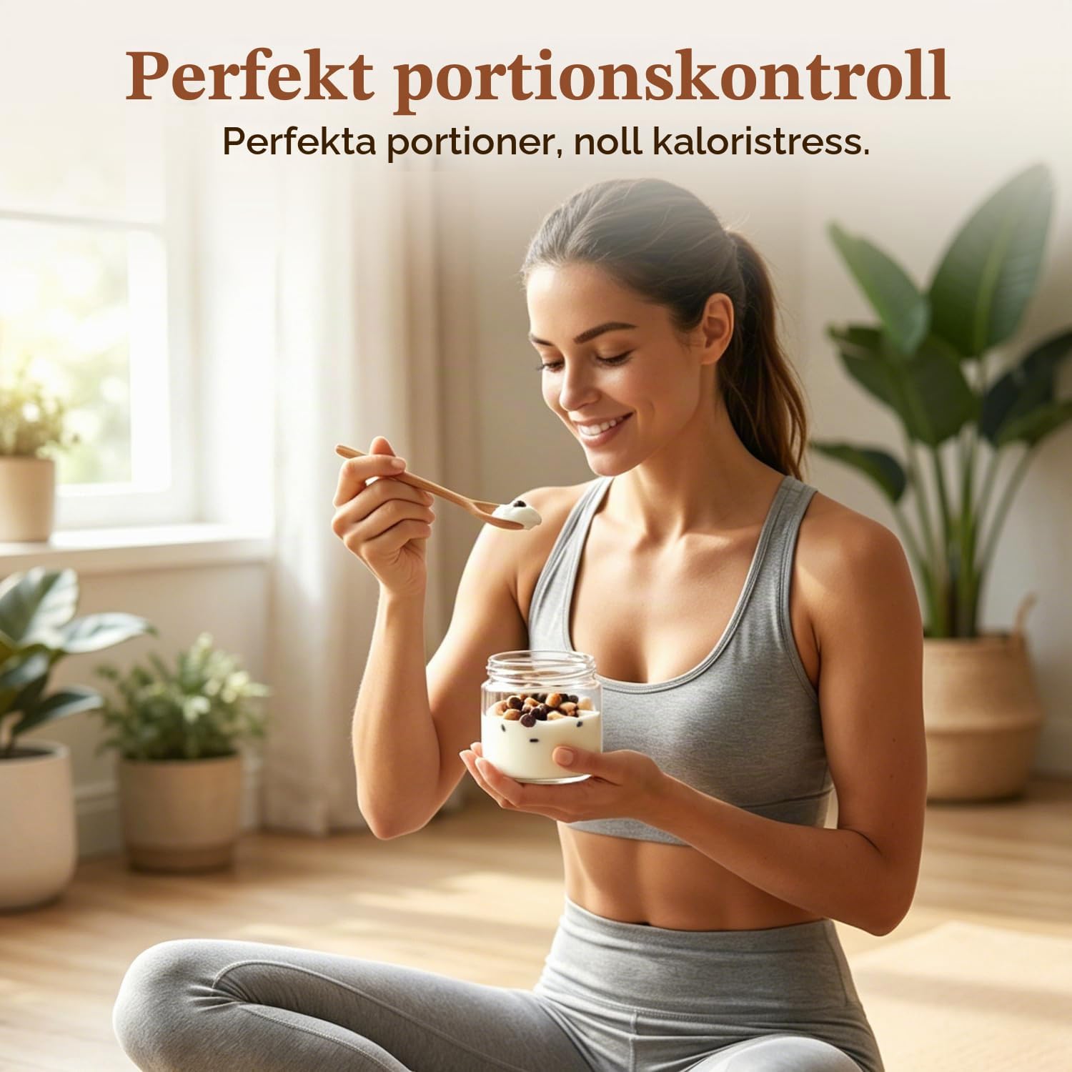 Detalle de ComSaf yoghurtburkar i glas, 300 ml med bambulock, 4-pack