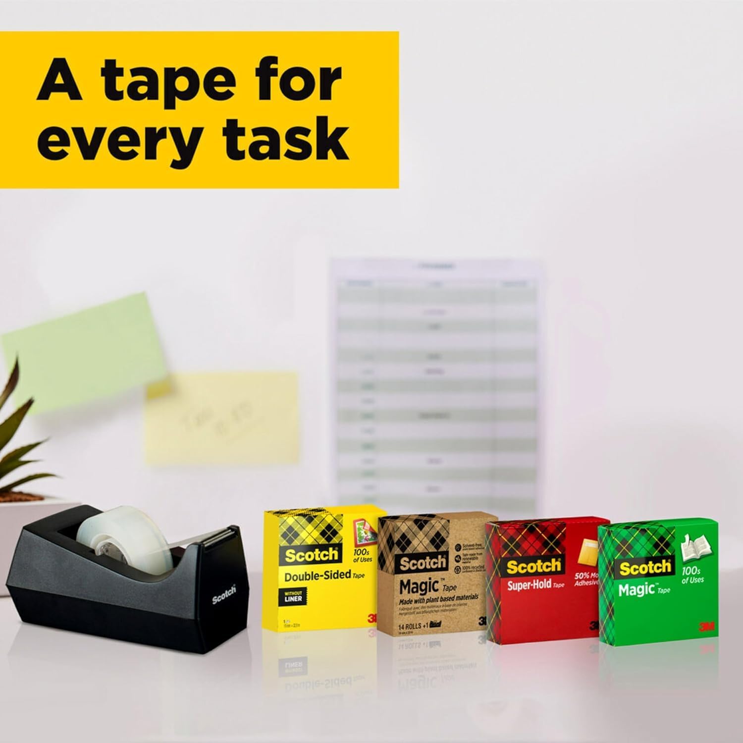 Thumbnail 6 de Scotch Magic Tape (4 rolls) 19 mm x 33 m – matte invisible sticky tape for paper
